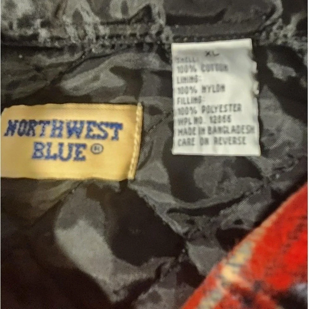 Vintage Northwest Blue Jacket Mens XL Red Plaid Quilted Flannel Lined Shacket‎